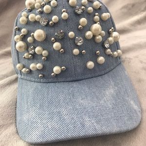 Brand New Pearl & Diamond studded SnapBack hat
